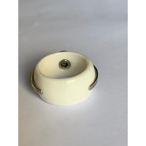 Amethyst and White Topaz Ring Size 7 Ceramic .925 Sterling Silver - Picture 4 of 6